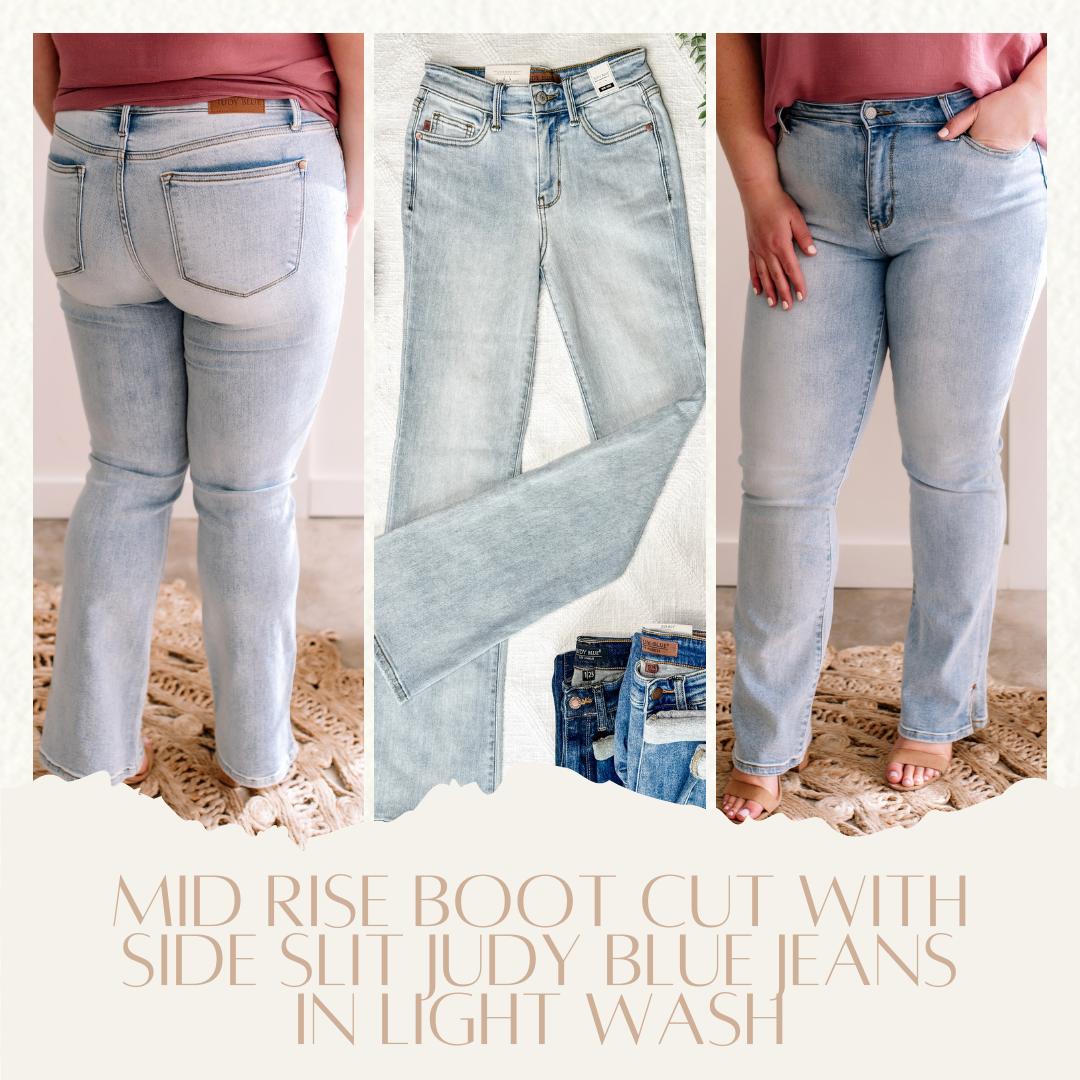 2.26 Mid Rise Boot Cut With Side Slit Judy Blue Jeans In Light Wash
