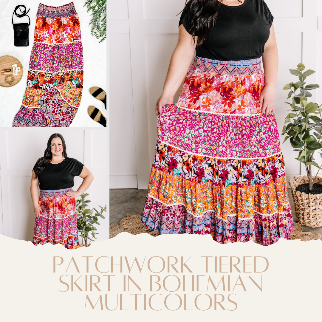2.23 Patchwork Tiered Skirt In Bohemian Multicolors