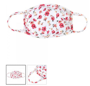 Adults Reusable Floral Ivory Print T-Shirt Cloth Face Mask