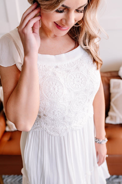 It's A Love Story White Crochet Lace Dress