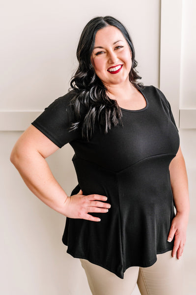 A Line Tunic Top With Flattering Seam Lines In Black