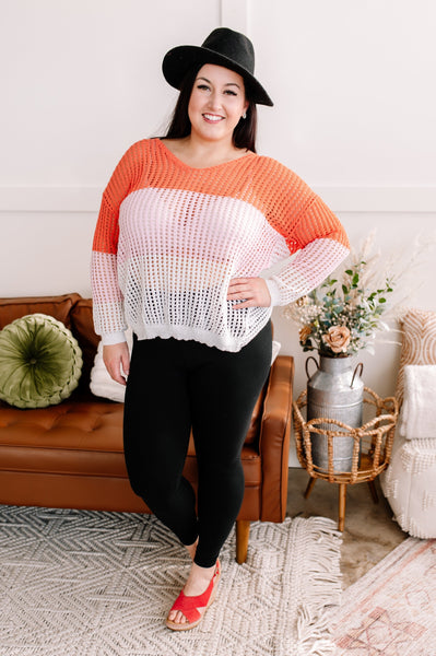 A Sherbet Colorblock Twist Back Sweater