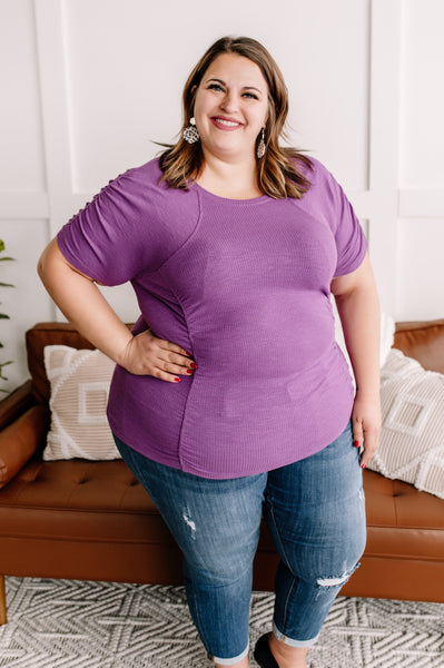 Gather Your Thoughts Ribbed Top In Lavender