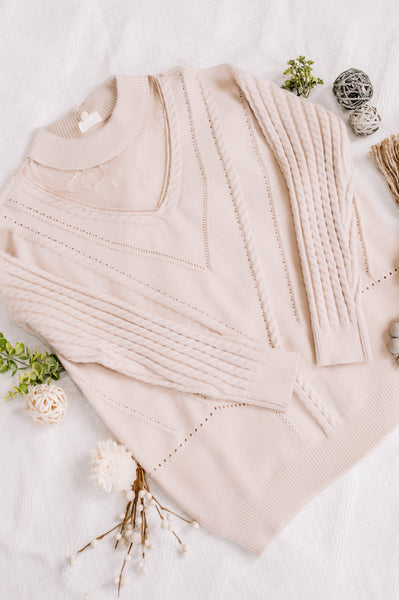 You Are So Beautiful Lace Sweater In Natural