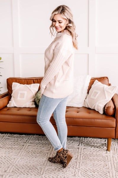 You Are So Beautiful Lace Sweater In Natural