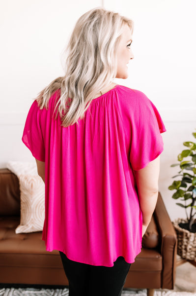 A Bright Spot Smocked Top In Hibiscus
