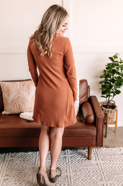 Day Is Long A Line Ribbed Dress In Pumpkin Spice